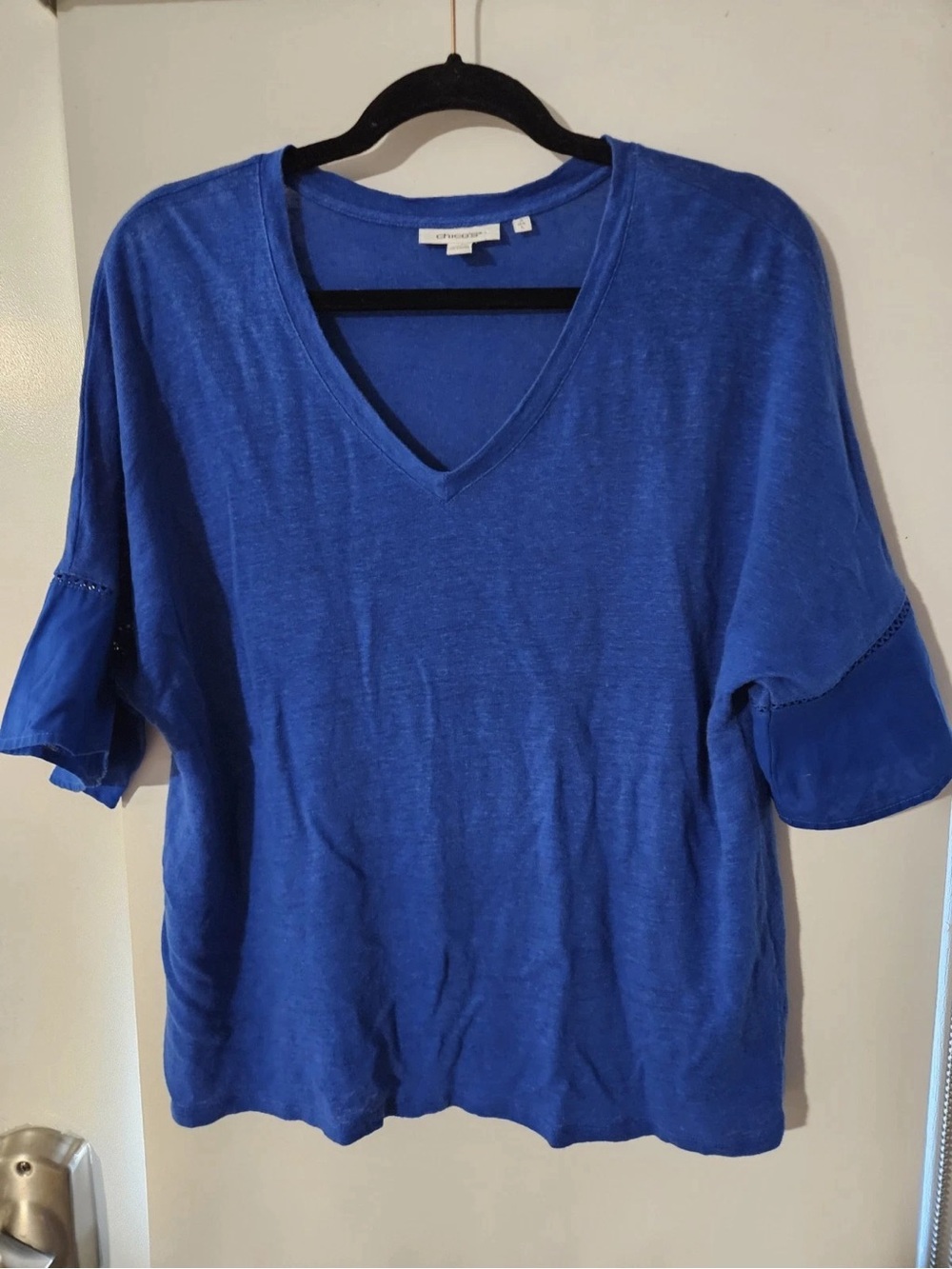 Chico's Royal Blue V-Neck Short Sleeve Top